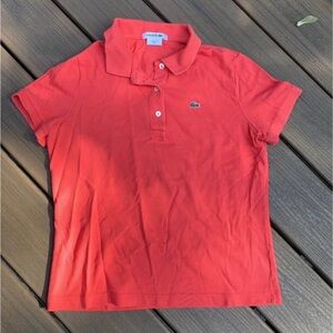 Lacoste woman Coral-Red Polo Shirt with Crocodile Logo